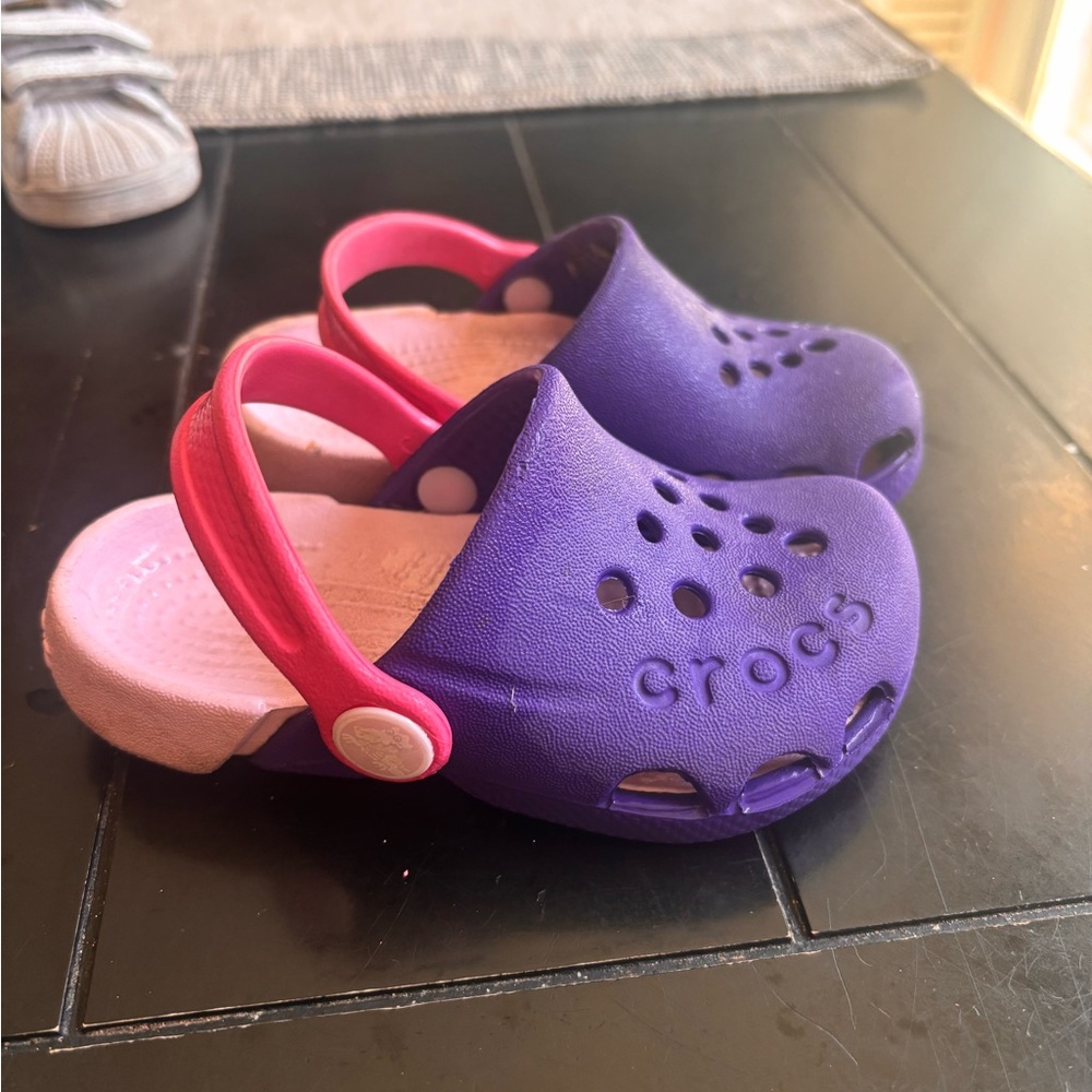CROCS Kids Purple Sandals with Pink Strap